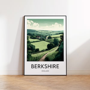 Berkshire Poster, Berkshire Print, Berkshire Illustration, Berkshire England Gift, Vintage Travel Poster