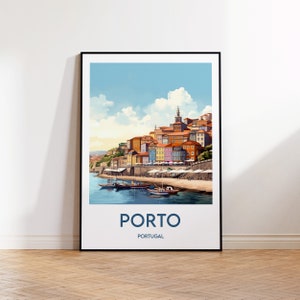 Porto Print, Porto Poster, Porto Wall Art, Portugal  Retro Travel Poster, Framed Portugal Vintage Home Decor Gift