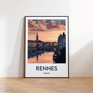 Rennes Travel Poster, Rennes Art Print, Rennes Illustration, Rennes Gift, Vintage Travel Poster, Affiche France Rennes