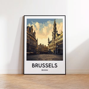 Brussels Poster, Brussels Art Print, Brussels Belgium Illustration, Brussels Belgium Gift, Vintage Travel Poster, Affiche Bruxelles BELGIQUE