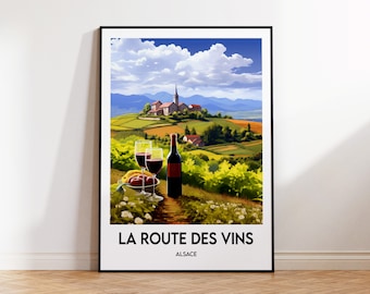 Alsace Wine Route Poster, Wine Road Alsace Print, Strasbourg Poster, Alsace Wine Gift Idea, Vintage Travel Poster