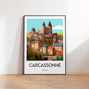 Póster de Carcassonne, lámina artística de Carcassonne, regalo de Carcassonne, arte mural de Carcassonne, Carcassonne, Francia
