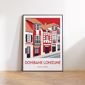 Donibane Lohizune poster, Euskal Herria print, Saint-Jean-de-Luz art, St Jean de Luz gift