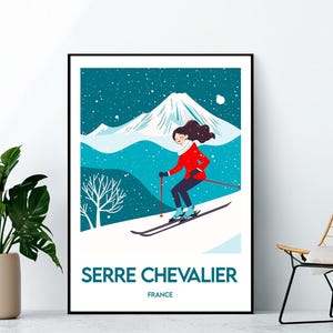 Serre Chevalier Ski Poster, Serre Chevalier Art Print, Serre Chevalier France Gift, Serre Chevalier France Ski Resort Poster