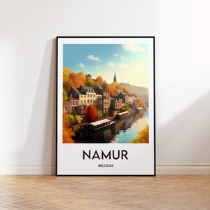 Namur Druck, Namur Poster, Namur Belgien Wandkunst, Namur Belgien Retro Reiseposter, Gerahmtes Belgien Vintage Wohndekor Geschenk