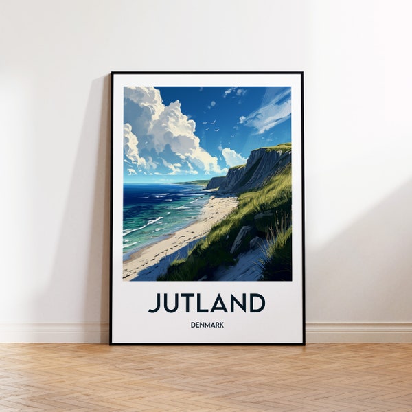 Jutland Poster, Jutland Art Print, Jylland Danmark, Jutland Denmark Gift, Vintage Travel Poster, Affiche Jutland Danemark