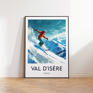 Val d&#39;Isère Reiseposter, Val d&#39;Isère Kunstdruck, Val Isère Skigebiet, Val d&#39;Isère Geschenk, Vintage Reiseposter, Frankreich Poster