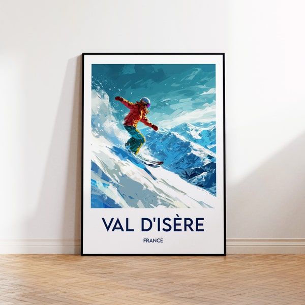 Val d'Isère Travel Poster, Val d'Isere Art Print, Val Isere Ski Resort, Val d'Isère Gift, Vintage Travel Poster, Affiche France