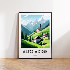 Poster Alto Adige, Stampa Alto Adige, Alto Adige Italia, Regalo Alto Adige, Poster di viaggio vintage