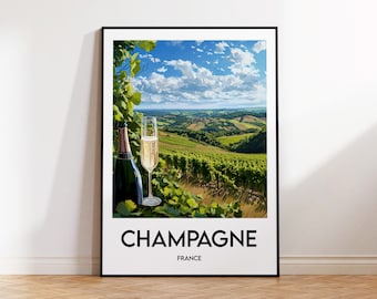 Champagner Region Poster, Champagner Poster, Champagner Kunstdruck, Champagner Frankreich Poster, Champagner Illustration