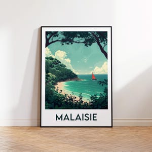 Malaisie Poster, Malaisie Art Print, Malaisie Malaysia customizable, Vintage Travel Poster, MALAYSIA Gift français, Affiche Malaisie île