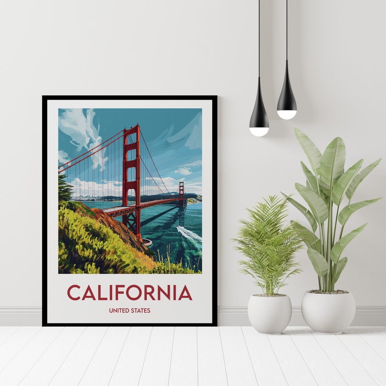 California Poster, California Art Print, California United States, Vintage Travel Poster, California USA Gift, California Poster image 2