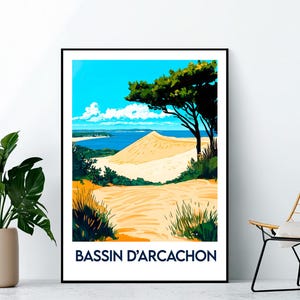 Pôster da bacia de arcachon, impressão artística da bacia de arcachon, bacia de arcachon França, presente da baía de arcachon França, pôster da bacia de arcachon França
