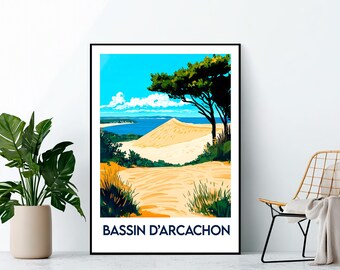 bassin d'arcachon Poster, bassin d'arcachon Art Print, bassin arcachon France, arcachon bay France Gift, Affiche bassin d'arcachon France