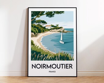 Poster di Noirmoutier Francia, Poster di Noirmoutier, Stampa d'arte di Noirmoutier, Noirmoutier Francia personalizzabile, Poster di viaggio vintage