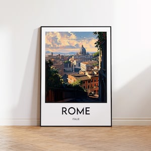 Rome Black & White Print, Roma Poster, Rome Wall Art, Rome Retro Travel Poster, Framed Italy Vintage Home Decor Gift