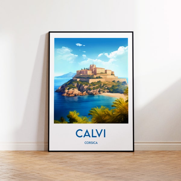 Calvi Print, Calvi Poster, Corsica Wall Art, Haute-Corse Retro Travel Poster, Framed France Vintage Home Décor, Unframed Gift