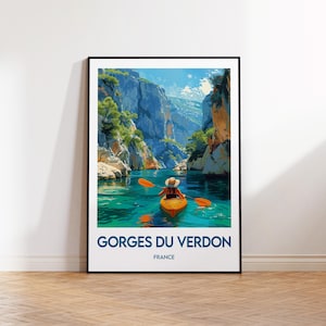 Verdon Gorges Poster France, Verdon Gorges Poster, Verdon River France, Vintage Travel Poster, Verdon Gorges Kayak
