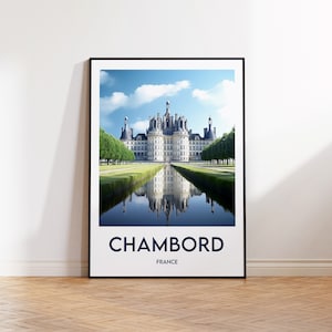 Château de Chambord Poster, Chambord Druck, Chambord Illustration, Frankreich Geschenk, Vintage Reiseposter, Chambord Poster