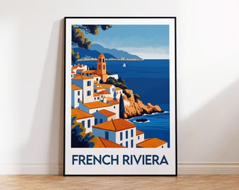 Póster de la Riviera Francesa, Impresión artística de la Riviera Francesa, Riviera Francesa, Póster de viaje vintage, Regalo de la Riviera Francesa, Póster de la Riviera Francesa