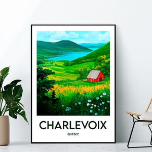 Charlevoix Poster, Charlevoix Art Print, Charlevoix Canada Quebec, Vintage Travel Poster, Charlevoix Quebec Gift, Affiche Charlevoix Canada