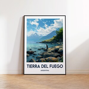 Cartel de Tierra Del Fuego, Impresión de Arte de Tierra Del Fuego, Ilustración de Tierra Del Fuego Argentina, Cartel de Viaje Vintage