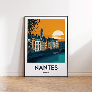Nantes Poster, Nantes Art Print, Nantes France customizable, Nantes France Gift, Vintage Travel Poster, Nantes France Poster