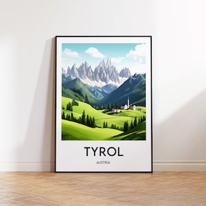 Tirol Poster, Tirol Druck, Tirol Illustration, Vintage Reiseposter