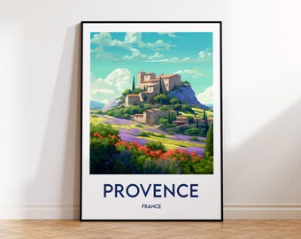 Provence Art Print, Provence Poster, Provence Illustration, Provence Poster, Vintage Travel Poster