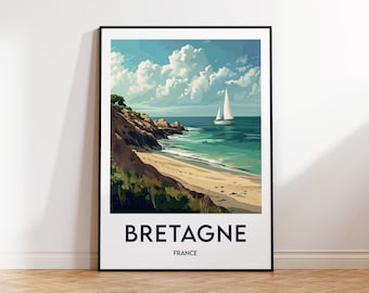 Bretagne Poster, La Bretagne Print, Bretagne Illustration, Brittany Gift, Vintage Travel Poster, Affiche Breizh