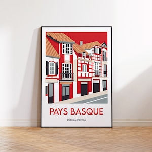 Affiche du Pays Basque, Pays Basque poster, Basque Country print, Euskal Herria gift, Pays Basque Print, Basque Country Poster