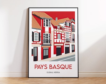 Pays Basque poster, Basque Country print, Euskal Herria gift