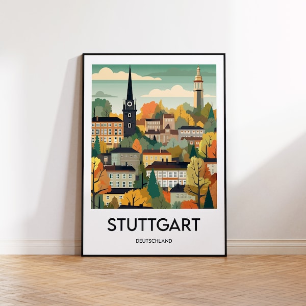 Stuttgart poster, Stuttgart art print, Stuttgart gift, Germany wall art, Stuttgart Deutschland