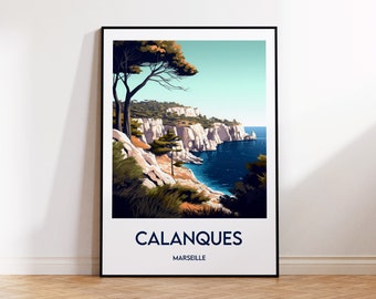 Calanques de Marsella, cartel de Calanques, impresión de arte de Marsella, regalo de Marsella, cartel de Calanques