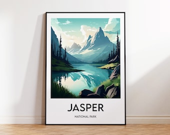 Jasper National Park Canada, Jasper National Park Poster, Jasper Park Print, Jasper Illustration, Jasper Gift Canada