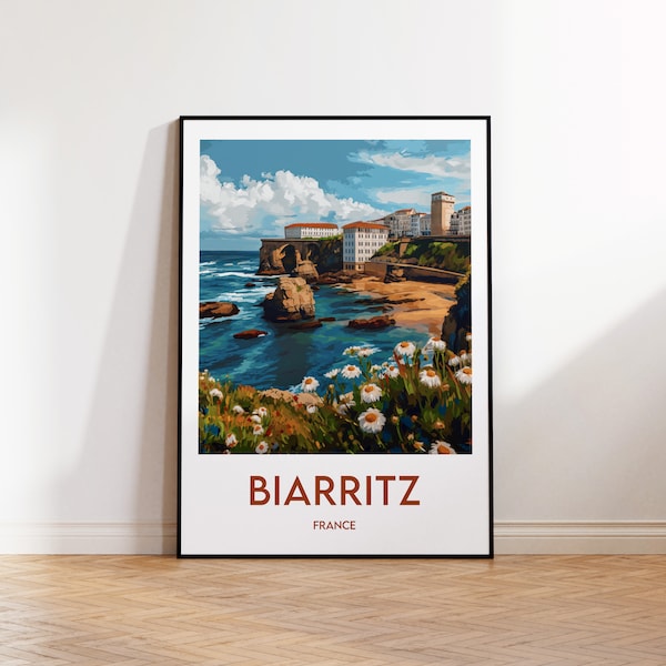 Biarritz Poster, Biarritz Art Print, Biarritz Surf France, Vintage Travel Poster, Affiche Biarritz, Biarritz France Gift,