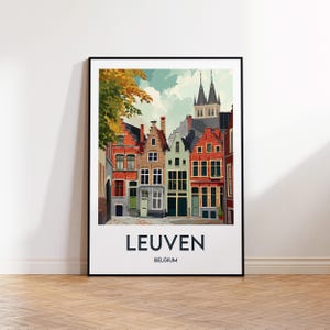Plakat Leuven, Wydruk artystyczny Leuven, Leuven Belgia, Leuven BelgiaPrezent, Plakat podróżniczy Vintage, Plakat Leuven Belgia