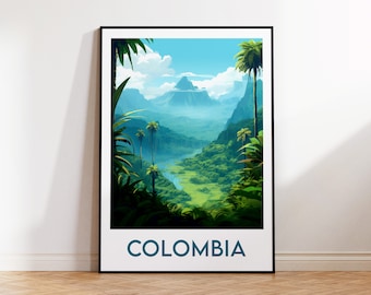 Kolumbien Poster, Kolumbien Druck, Kolumbien Illustration, Kolumbien Geschenk, Vintage Reiseposter