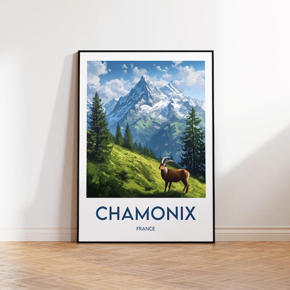 Chamonix Poster, Chamonix Art Print, Chamonix France Alpes, Vintage Travel Poster, Chamonix France Savoie, Affiche Chamonix France