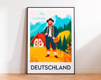Cartel de Deutschland, Impresión de arte de Deutschland, Alemania de Deutschland, Cartel de viaje vintage, Regalo de Alemania de Deutschland, Cartel de Alemania de Deutschland