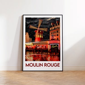 The Moulin Rouge Print, Moulin Rouge Poster, Le Moulin Rouge Pigalle, French Cancan Montmartre, Retro Paris Poster, Moulin Rouge Poster