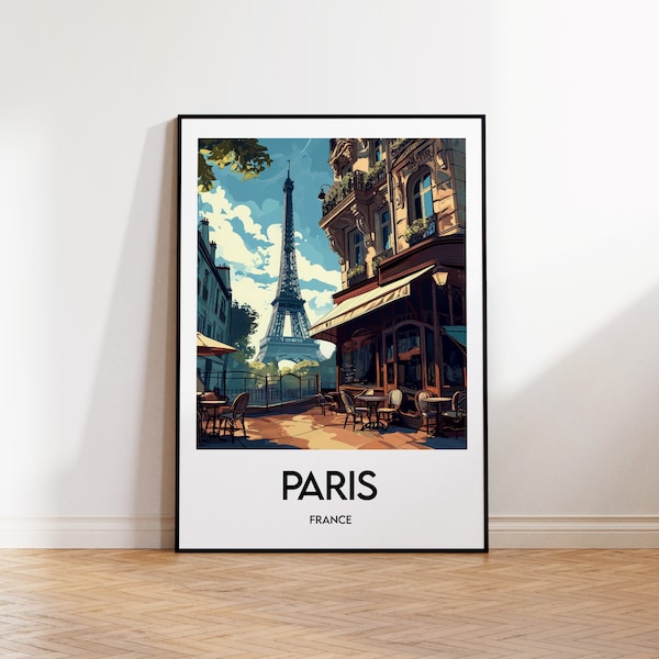 Paris Travel Poster, Paris Art Print, Paris Café, Tour Eiffel Gift, Vintage Travel Poster, Affiche France Paris