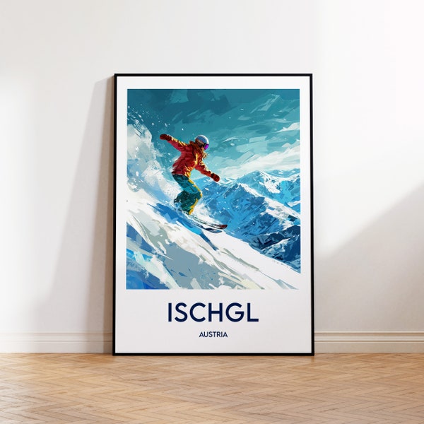 Ischgl Reiseposter, Ischgl Kunstdruck, Ischgl Skigebiet, Ischgl Geschenk, Österreich Skiort Plakat, Vintage Reiseposter