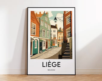 Liege poster, Liege art print, Liege gift, Belgium wall art, Liege Belgium