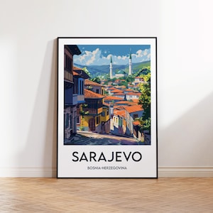 Sarajevo Poster, Sarajevo Kunstdruck, Sarajevo Bosnien und Herzegowina Geschenk, Vintage Reiseposter, BOSNIEN UND HERZEGOWINA Poster