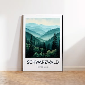 Schwarzwald Poster, Schwarzwald Kunstdruck, Schwarzwald Deutschland, Schwarzwald Deutschland, Vintage Reiseposter, Plakat Deutschland