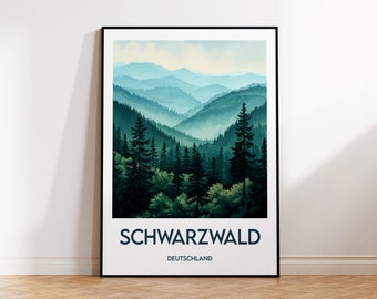 Schwarzwald Poster, Schwarzwald Art Print, Schwarzwald Deutschland, Black Forest Germany, Vintage Travel Poster, Plakat Deutschland