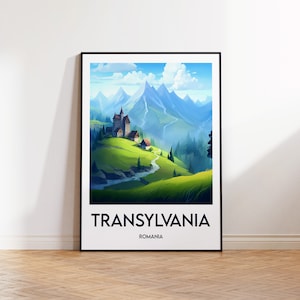 Transylvania Poster, Transilvania Print, Transylvania Illustration, Romania Gift, Vintage Travel Poster