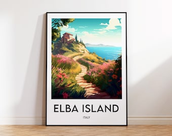 Isla de Elba, póster de Elba, impresión artística de Elba, regalo de Italia, arte mural de Elba, Isola d'Elba, mapa de Italia