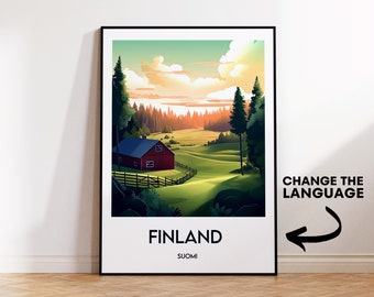 Finland poster, Finland art print, Finland gift, Suomi wall art
